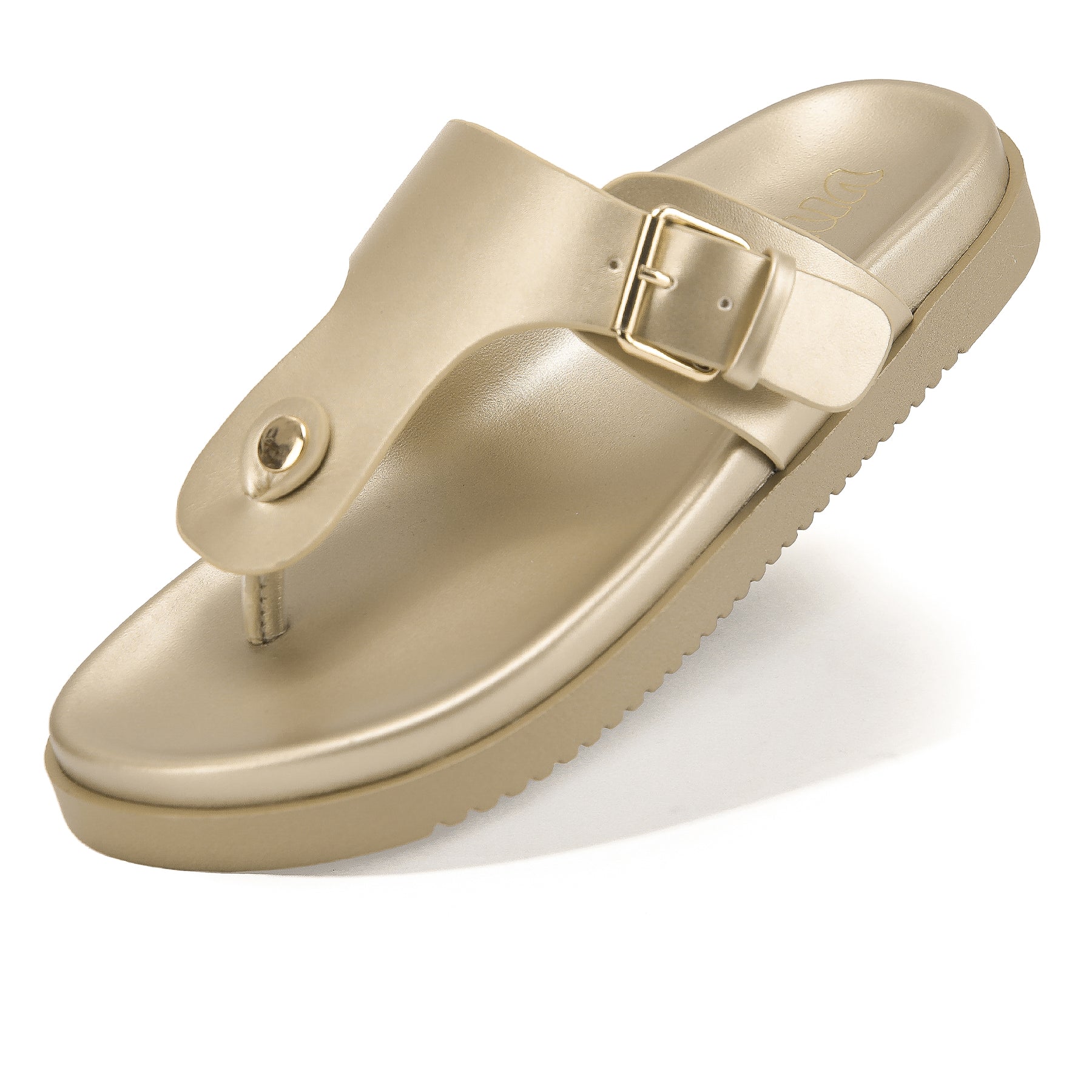 Women's Toe Post Flat Sandals with Buckle Strap