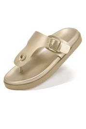 Women's Toe Post Flat Sandals with Buckle Strap