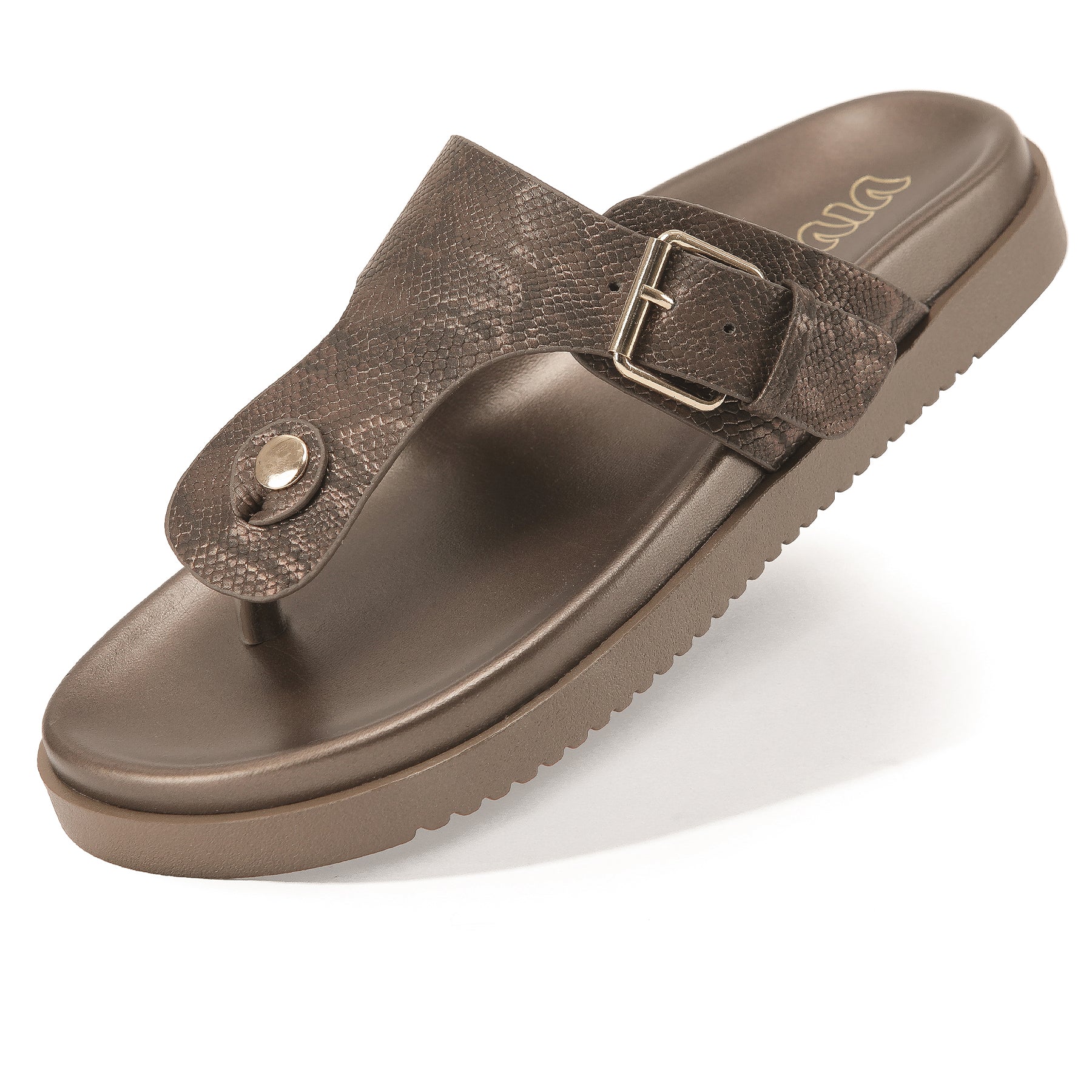 Women's Toe Post Flat Sandals with Buckle Strap