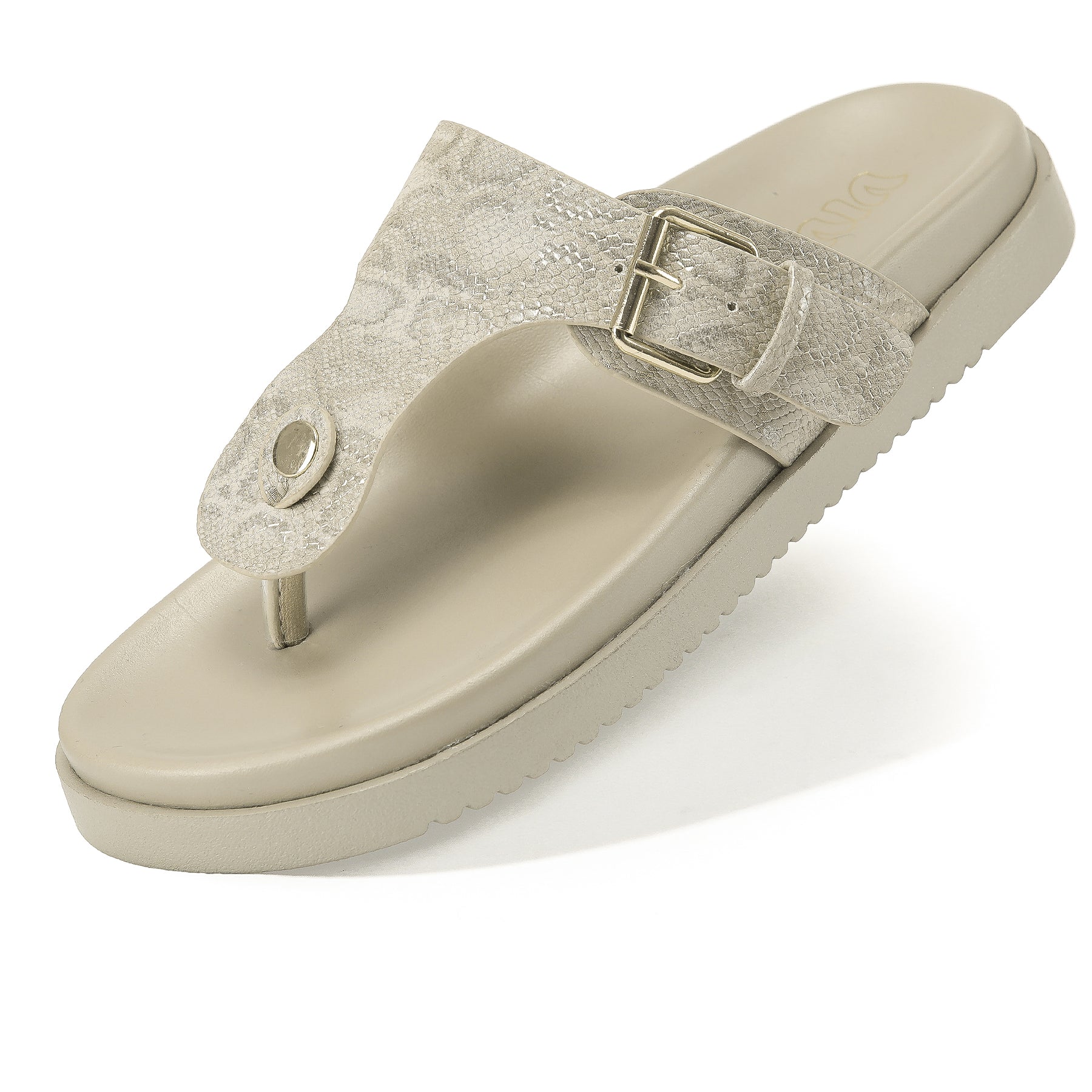 Women's Toe Post Flat Sandals with Buckle Strap