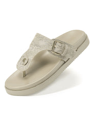 Women's Toe Post Flat Sandals with Buckle Strap
