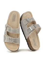 Women's Double Buckle Cork Footbed Sandals