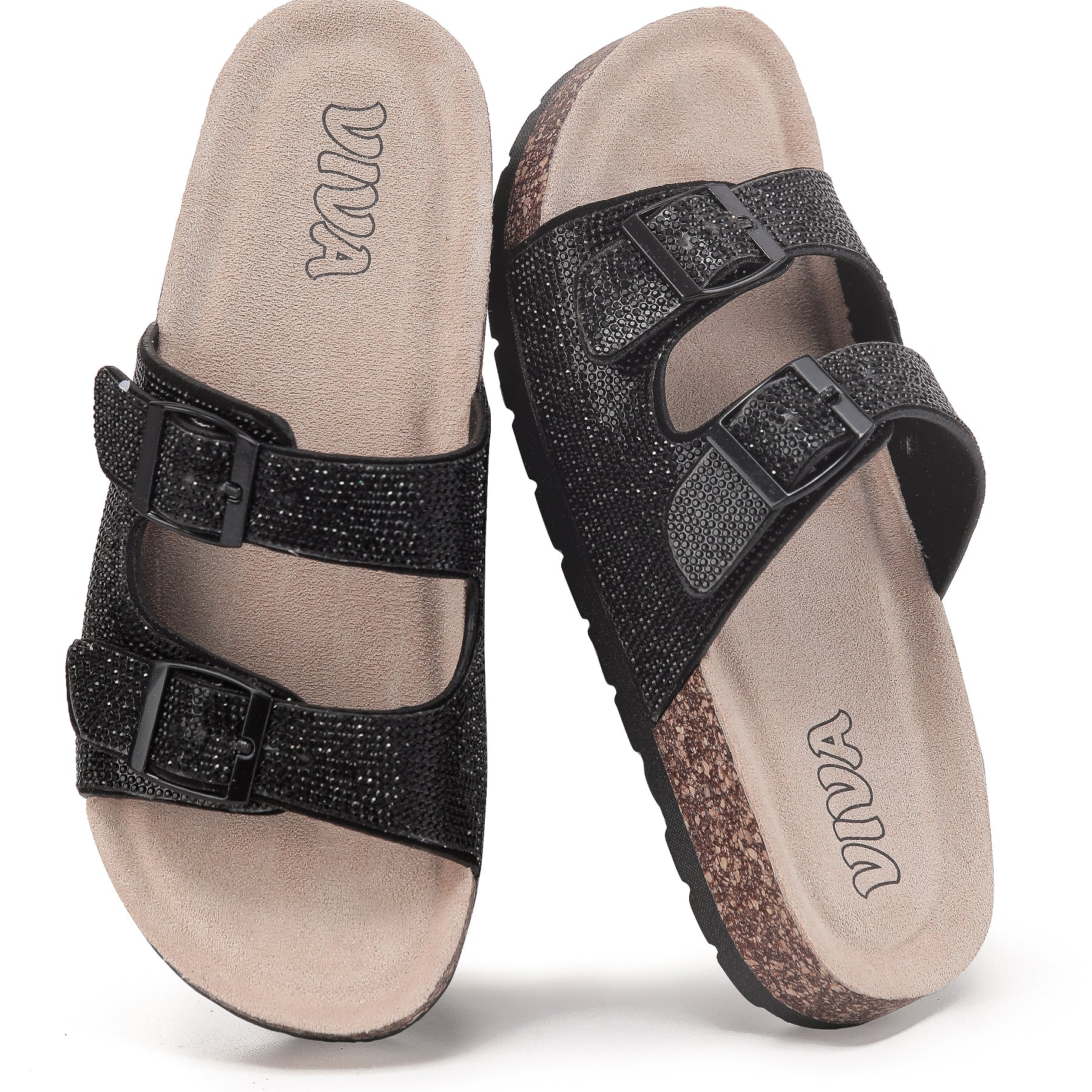 Women's Double Buckle Cork Footbed Sandals
