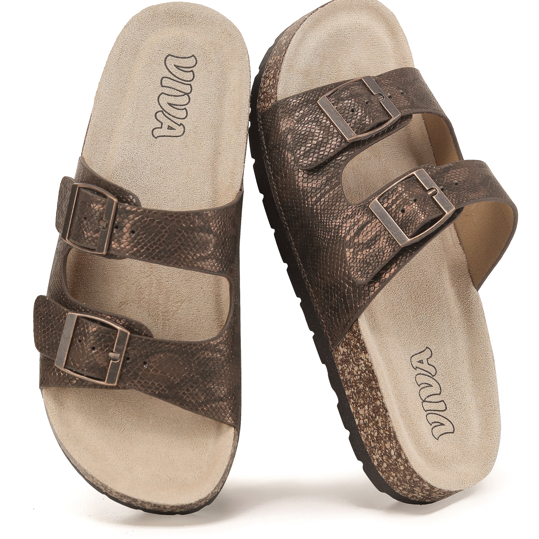 Women's Double Buckle Cork Footbed Sandals