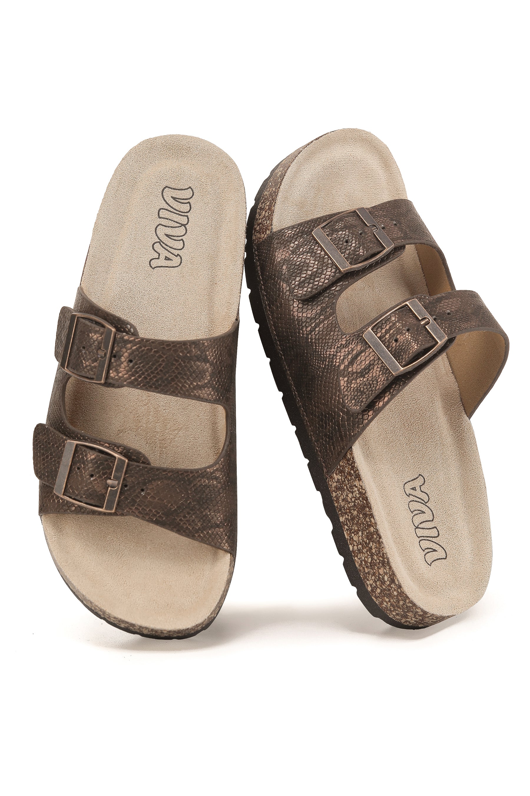 Women's Double Buckle Cork Footbed Sandals
