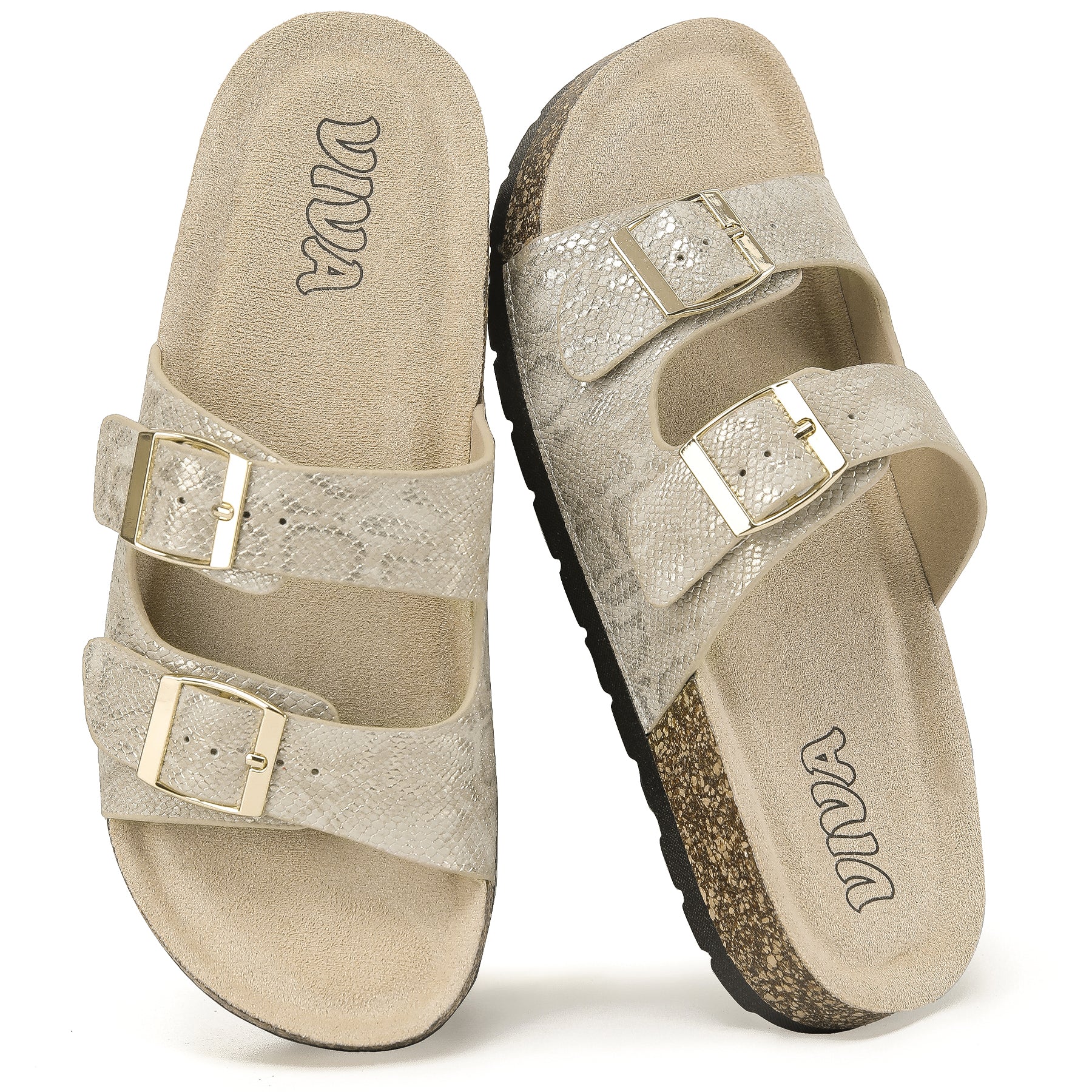 Women's Double Buckle Cork Footbed Sandals