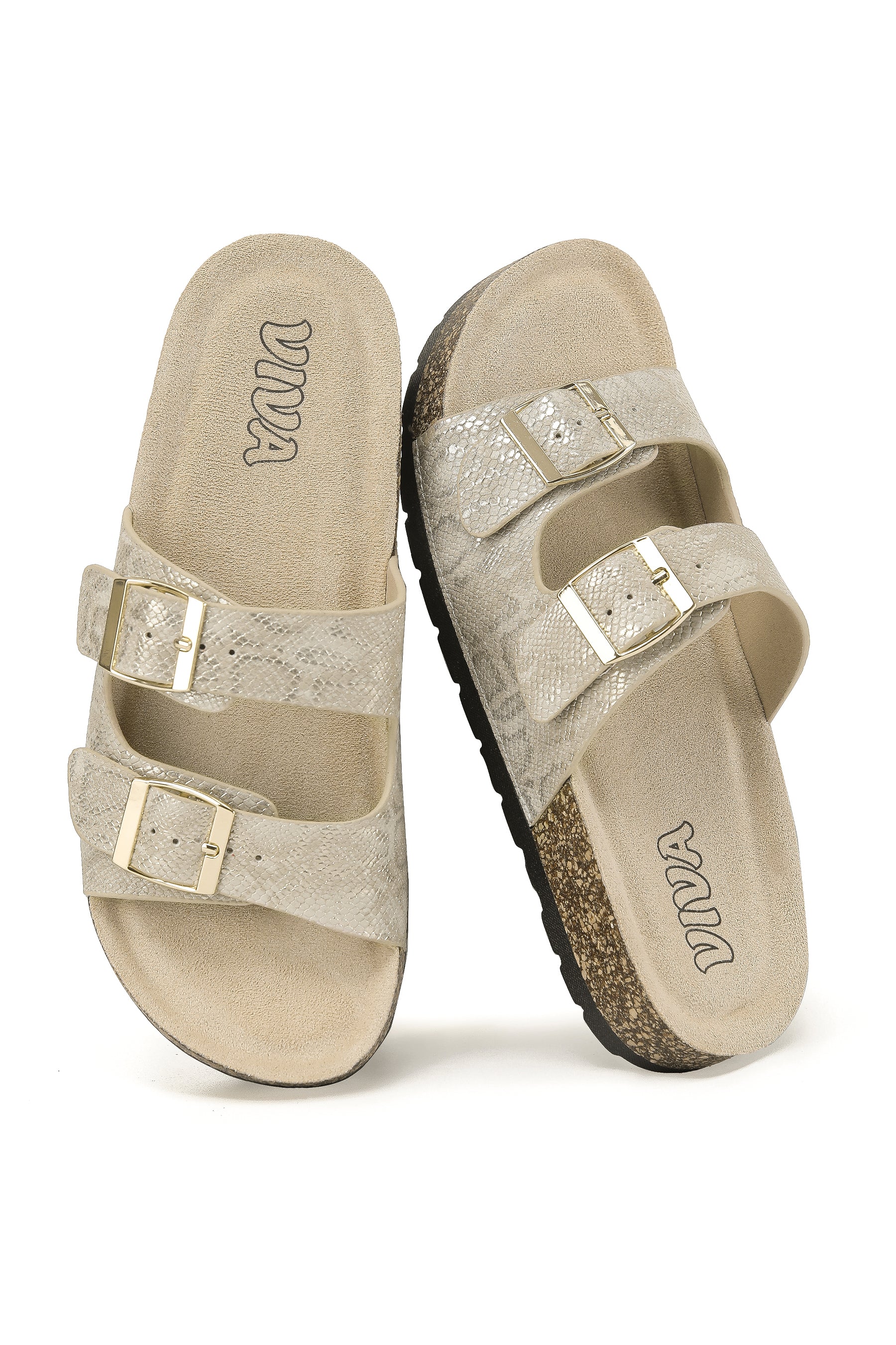 Women's Double Buckle Cork Footbed Sandals