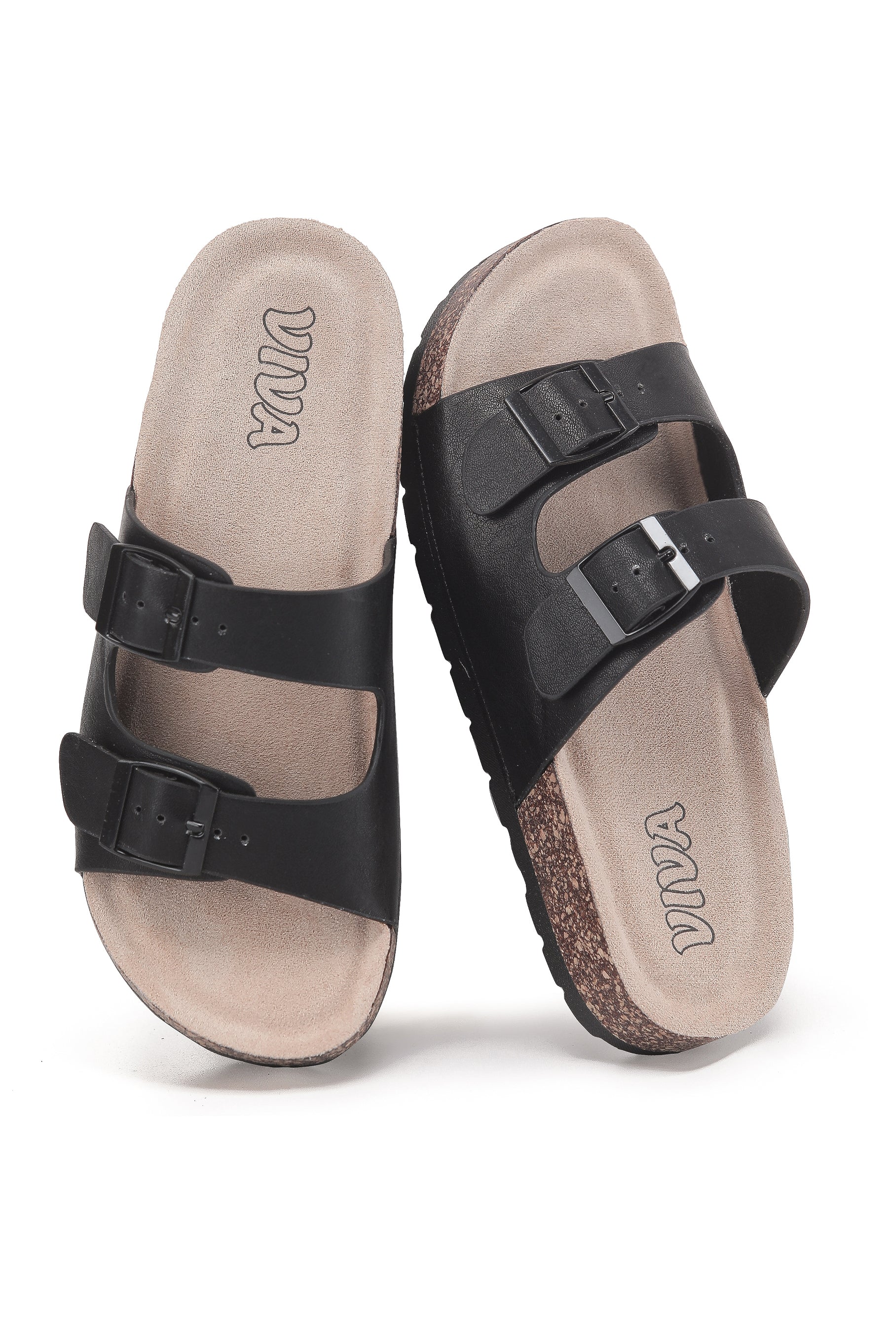 Women's Double Buckle Cork Footbed Sandals