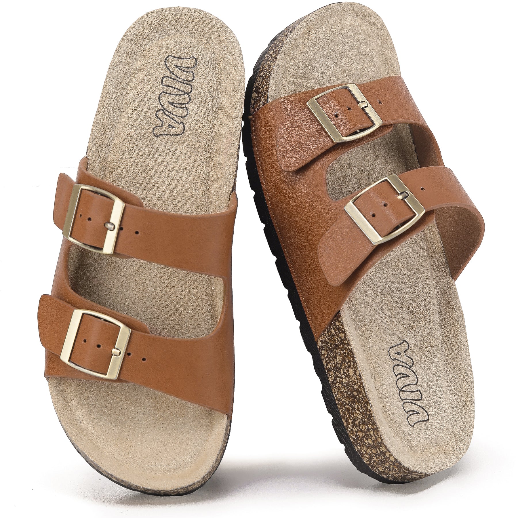 Women's Double Buckle Cork Footbed Sandals