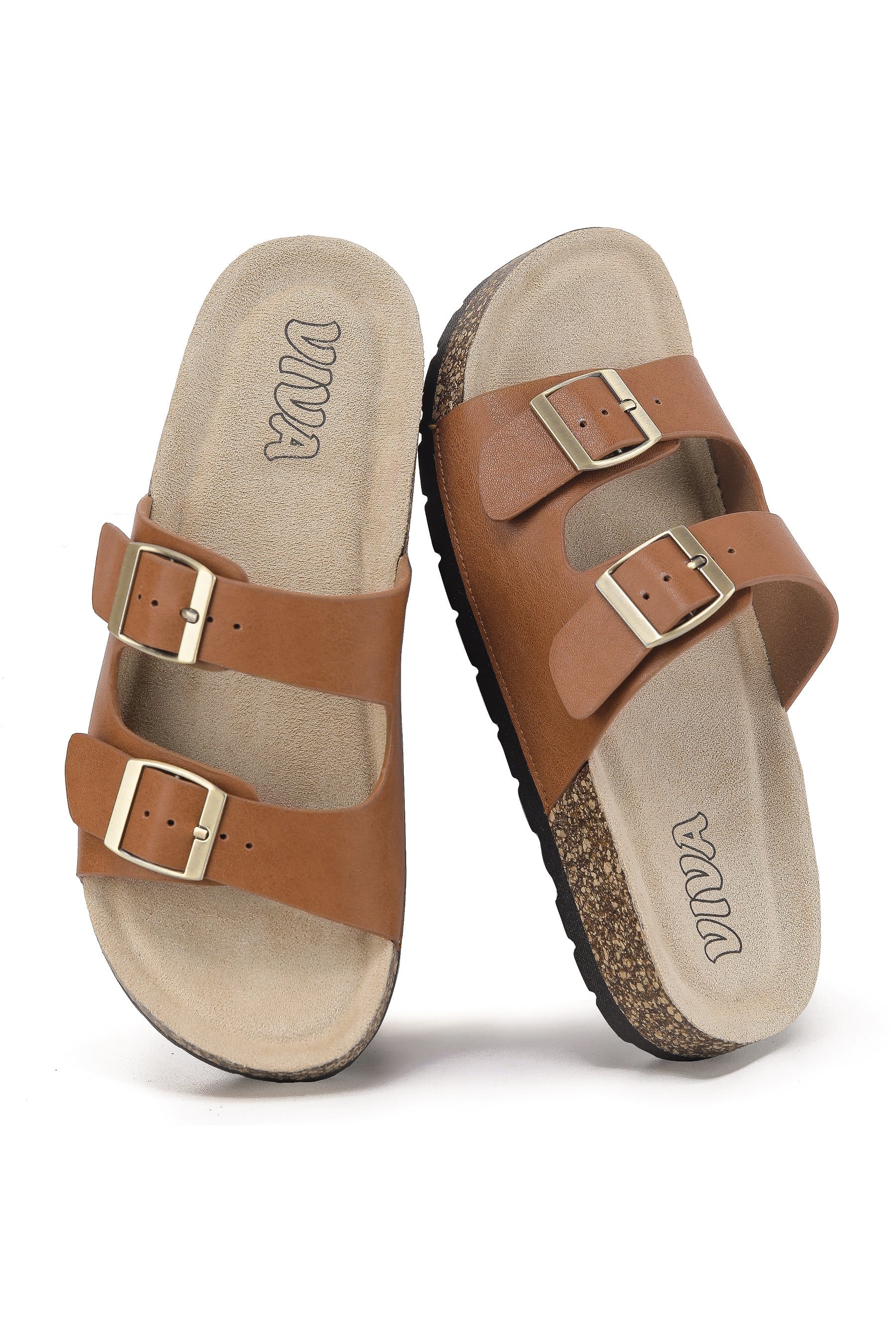 Women's Double Buckle Cork Footbed Sandals