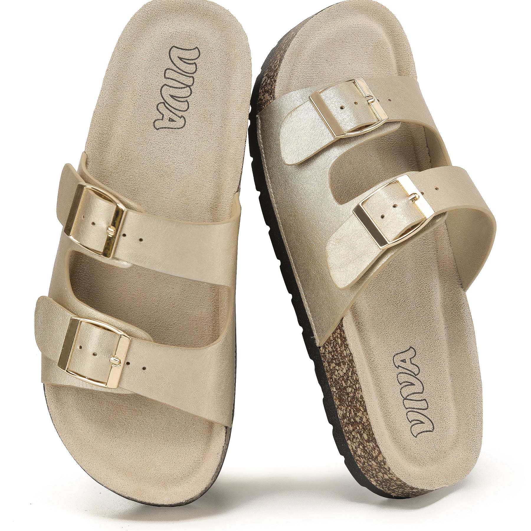 Women's Double Buckle Cork Footbed Sandals