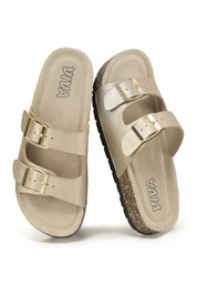 Women's Double Buckle Cork Footbed Sandals