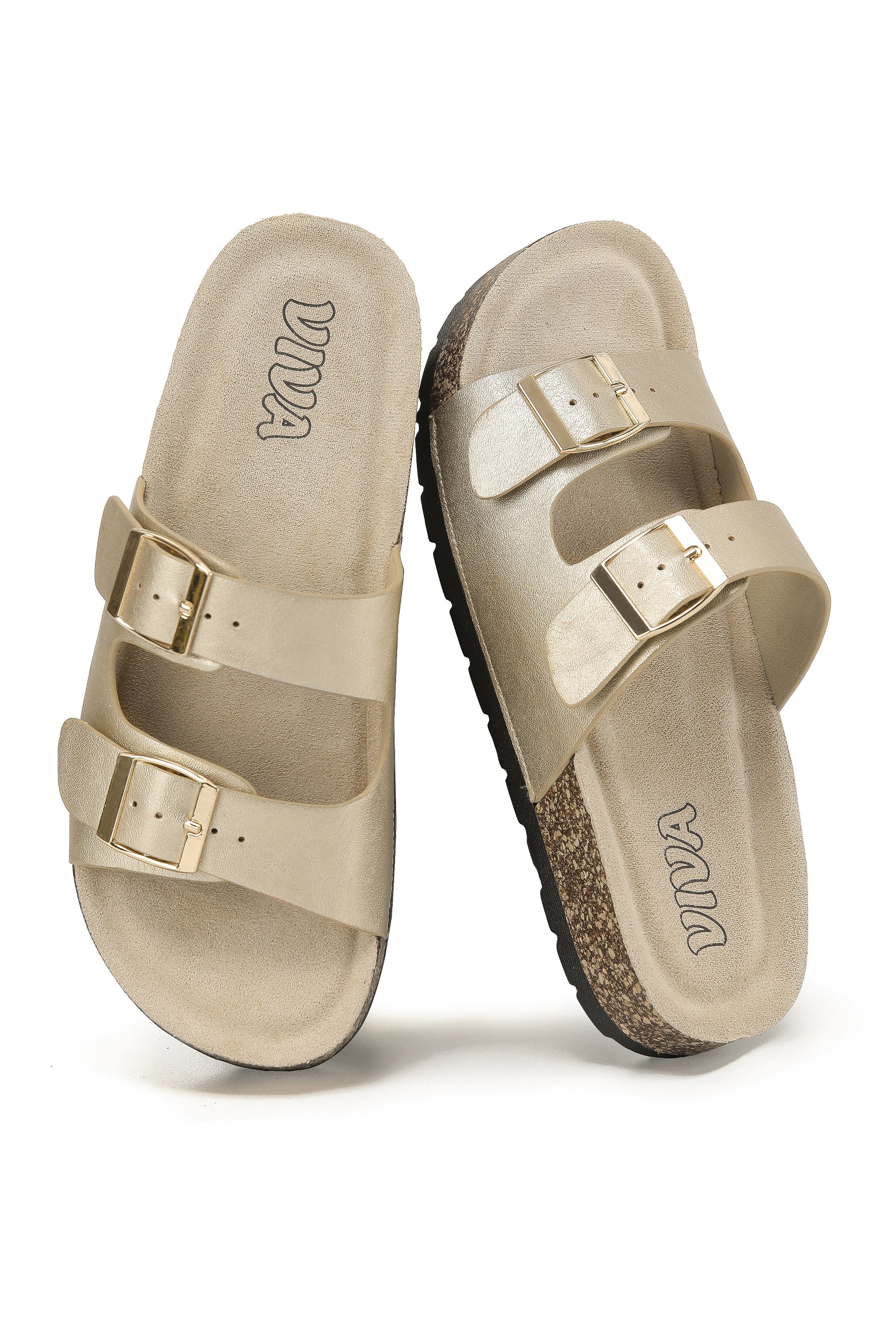 Women's Double Buckle Cork Footbed Sandals