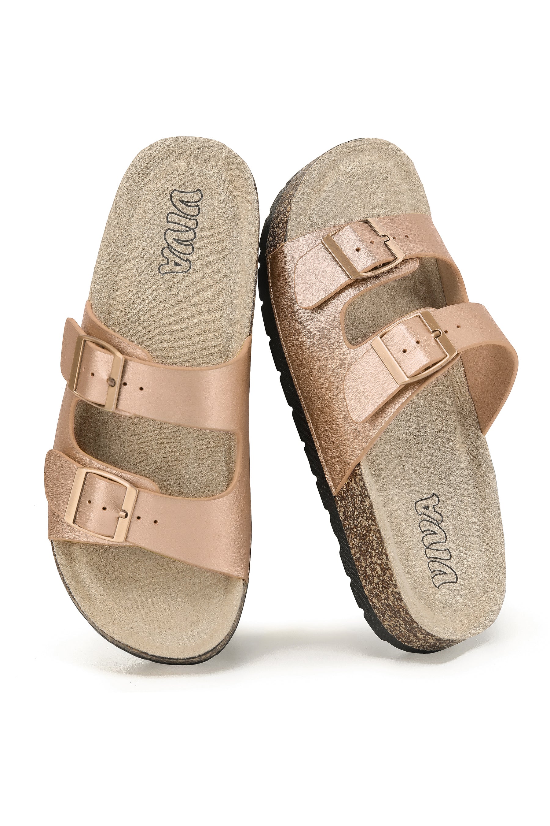 Women's Double Buckle Cork Footbed Sandals