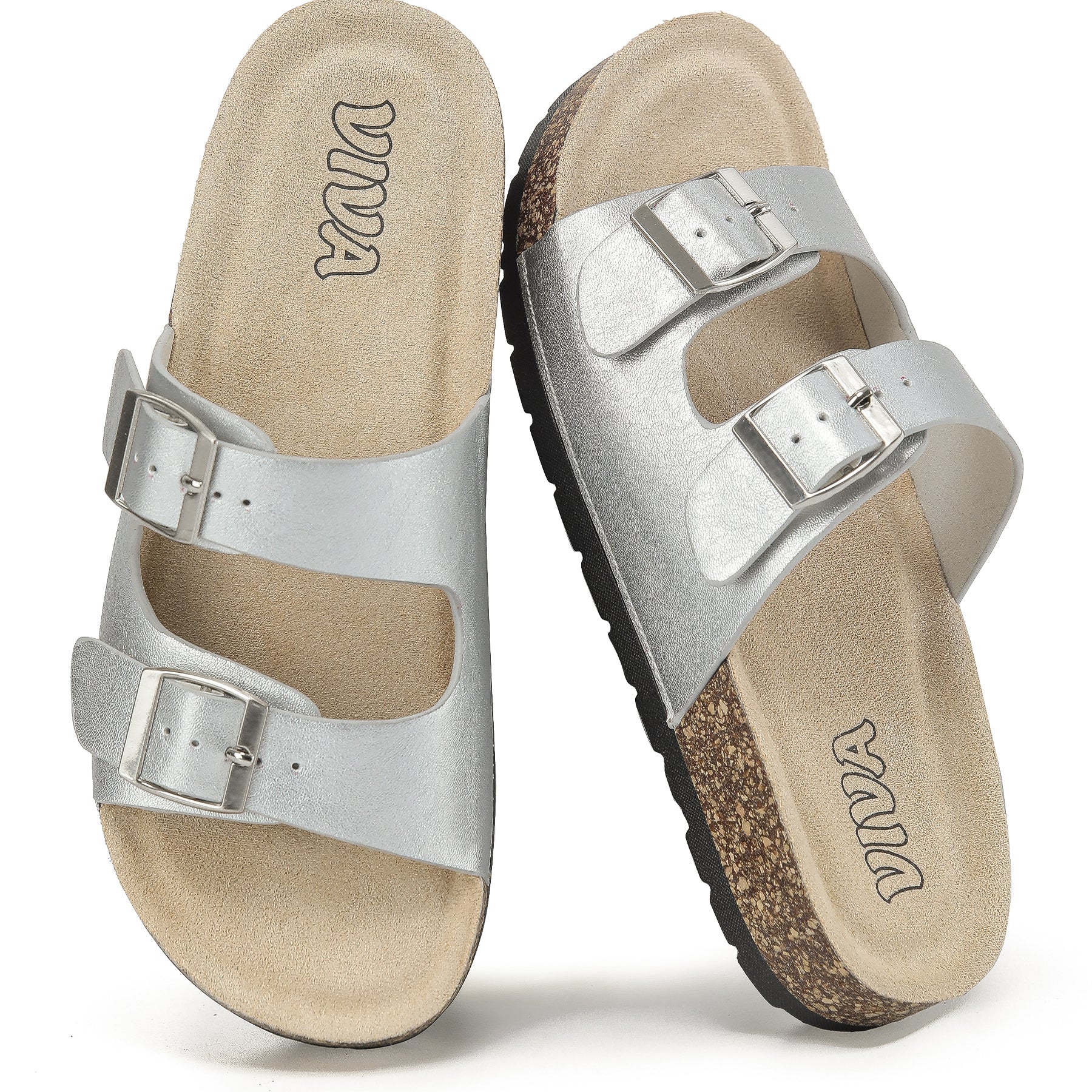 Women's Double Buckle Cork Footbed Sandals