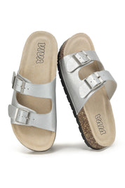Women's Double Buckle Cork Footbed Sandals