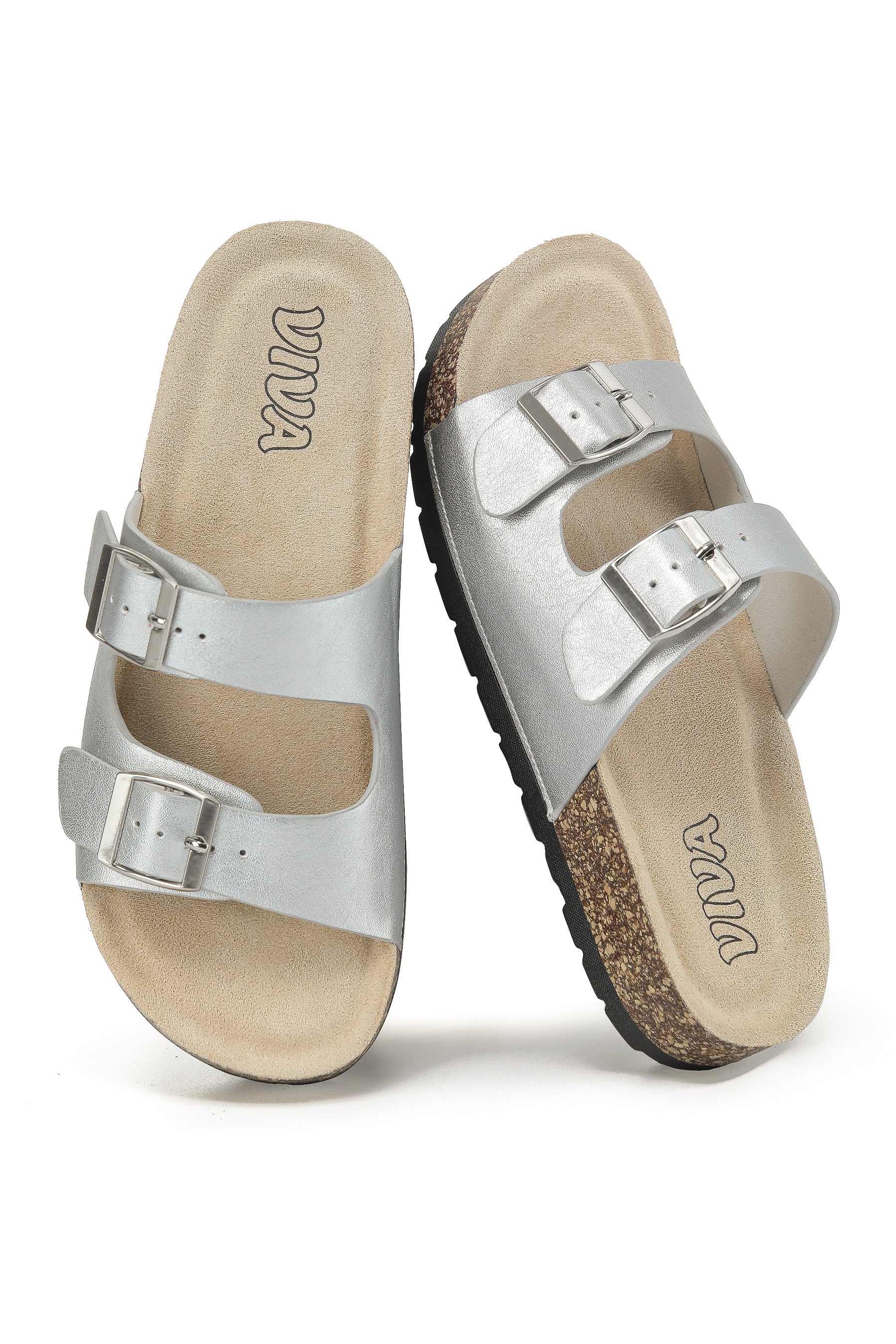 Women's Double Buckle Cork Footbed Sandals