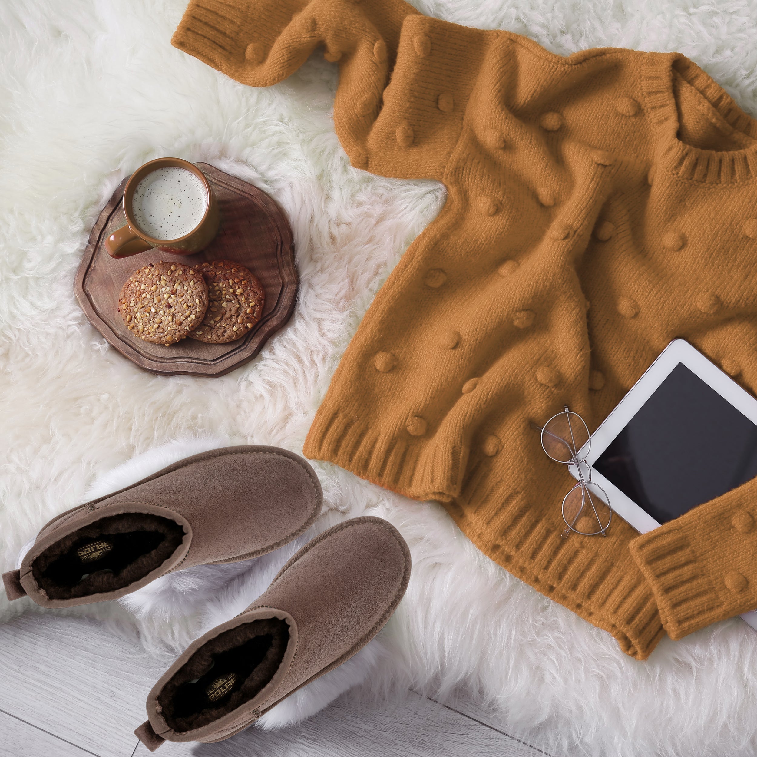 TALA: Pull On Fur Lined Anti Slip Slipper Boots
