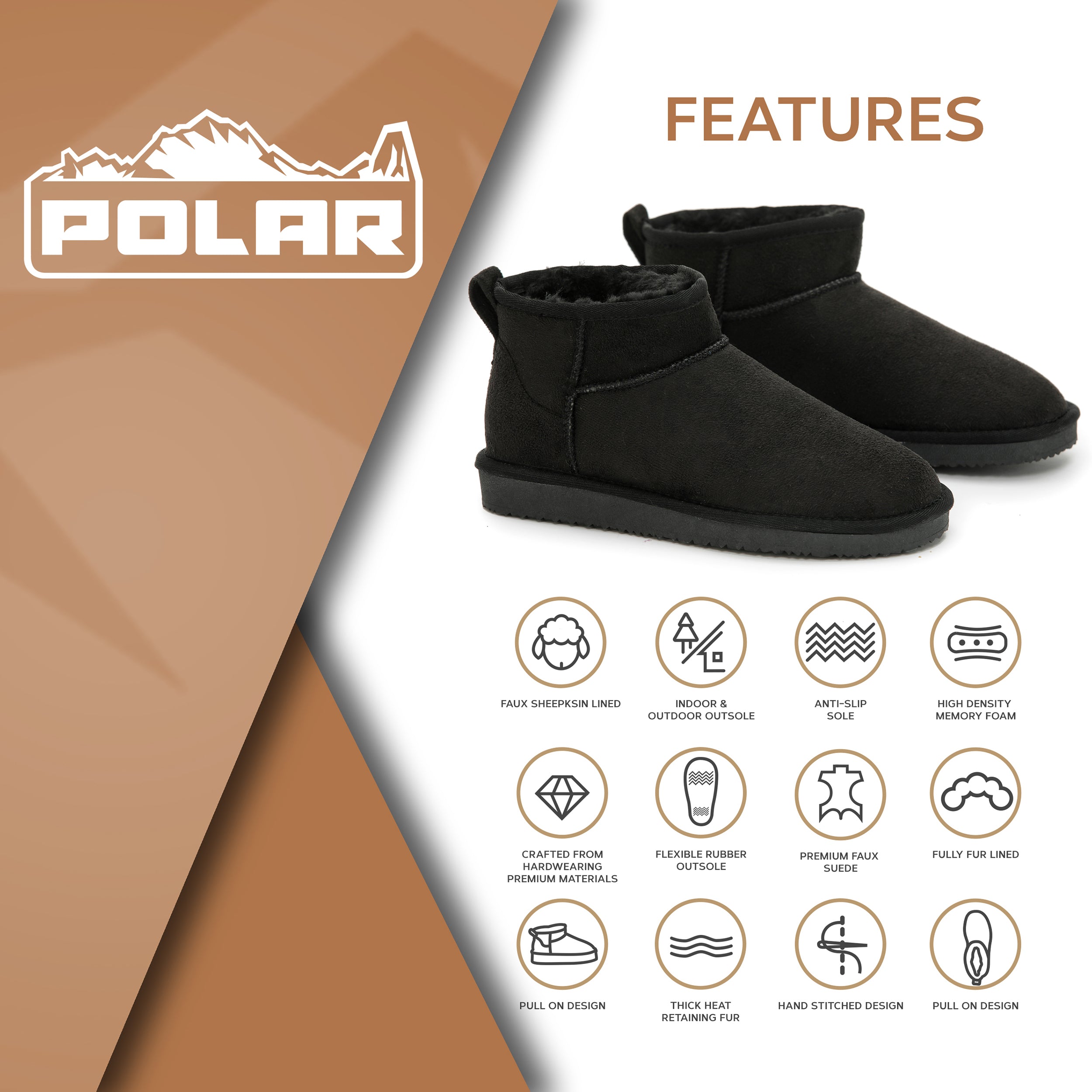 TALA: Pull On Fur Lined Anti Slip Slipper Boots