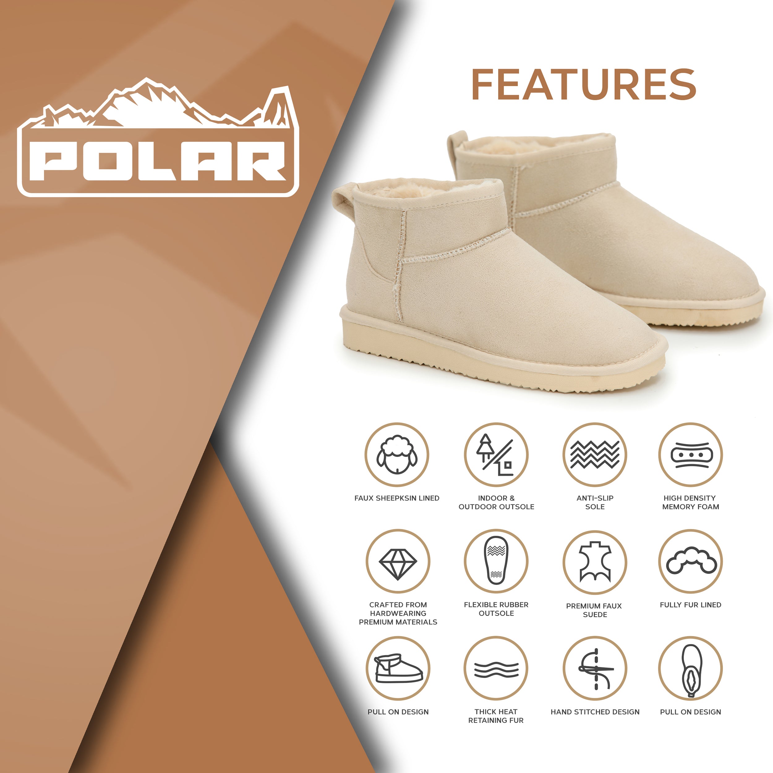 TALA: Pull On Fur Lined Anti Slip Slipper Boots