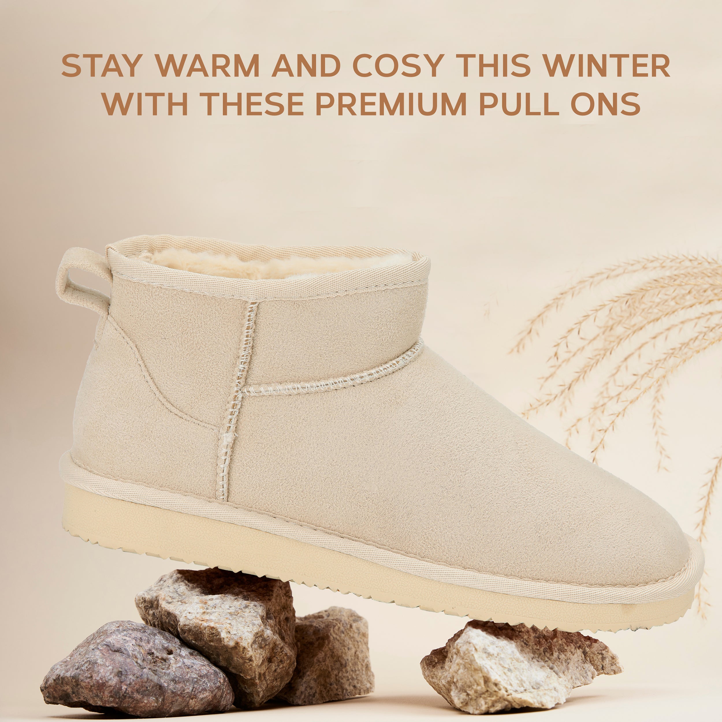 TALA: Pull On Fur Lined Anti Slip Slipper Boots