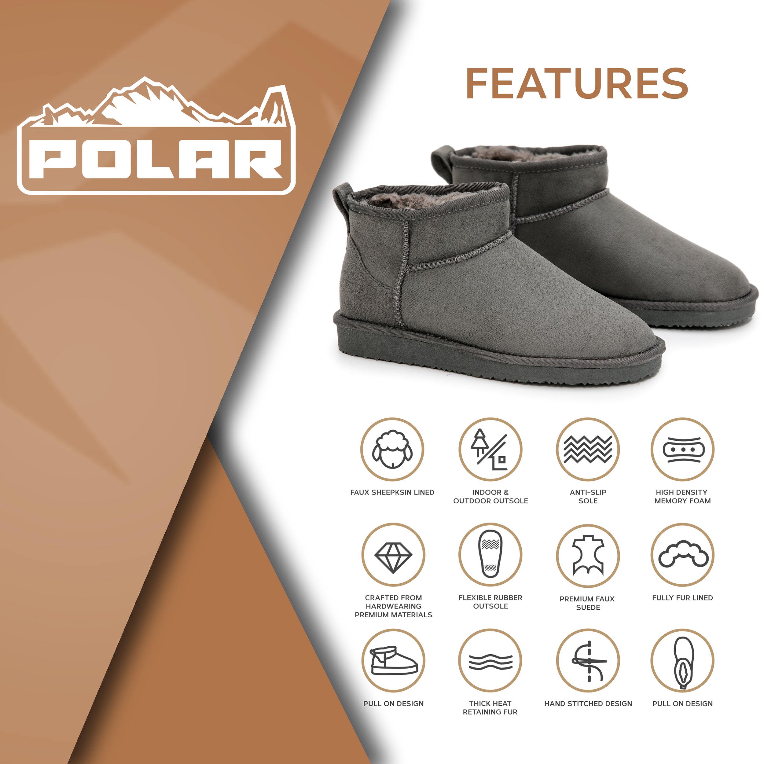 TALA: Pull On Fur Lined Anti Slip Slipper Boots