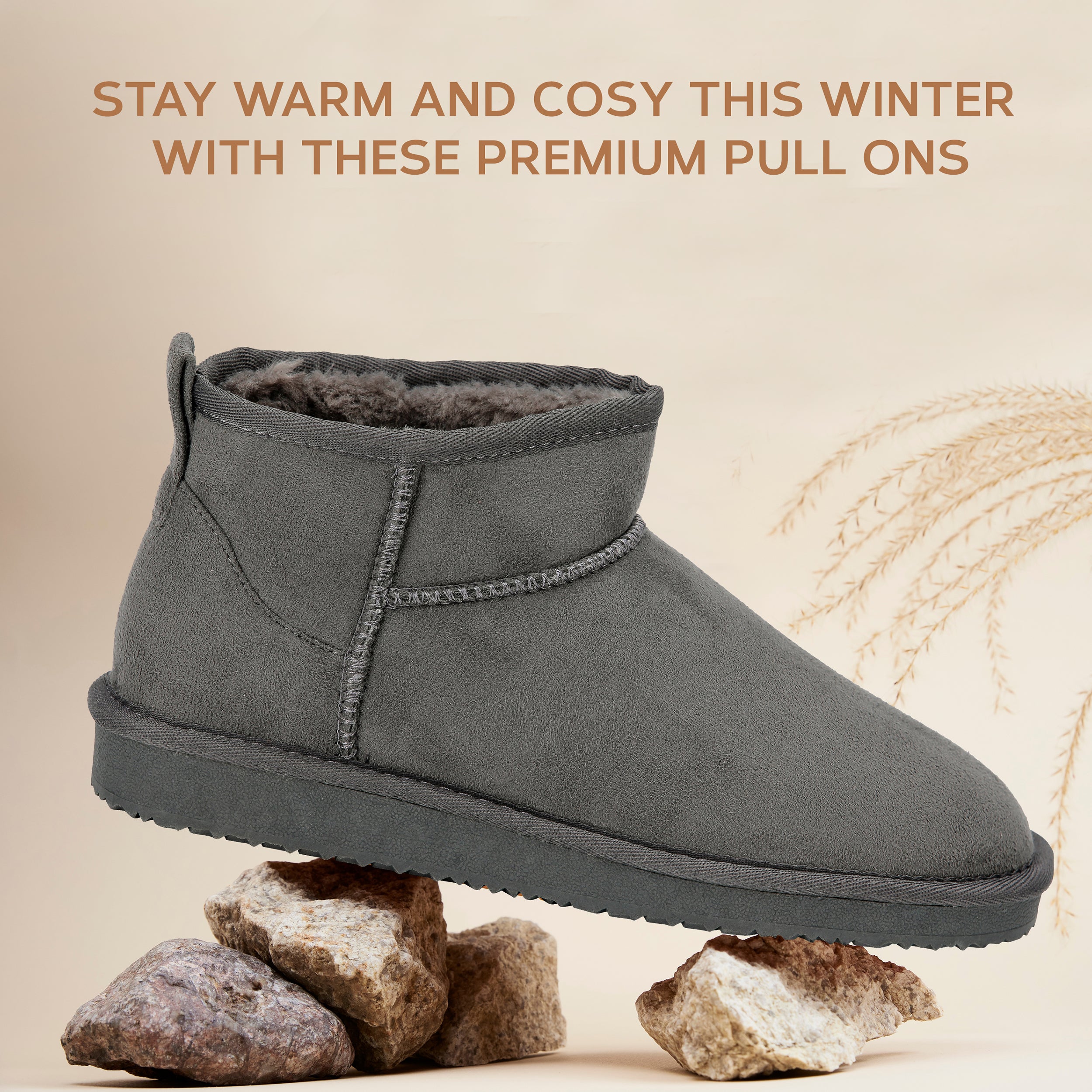 TALA: Pull On Fur Lined Anti Slip Slipper Boots