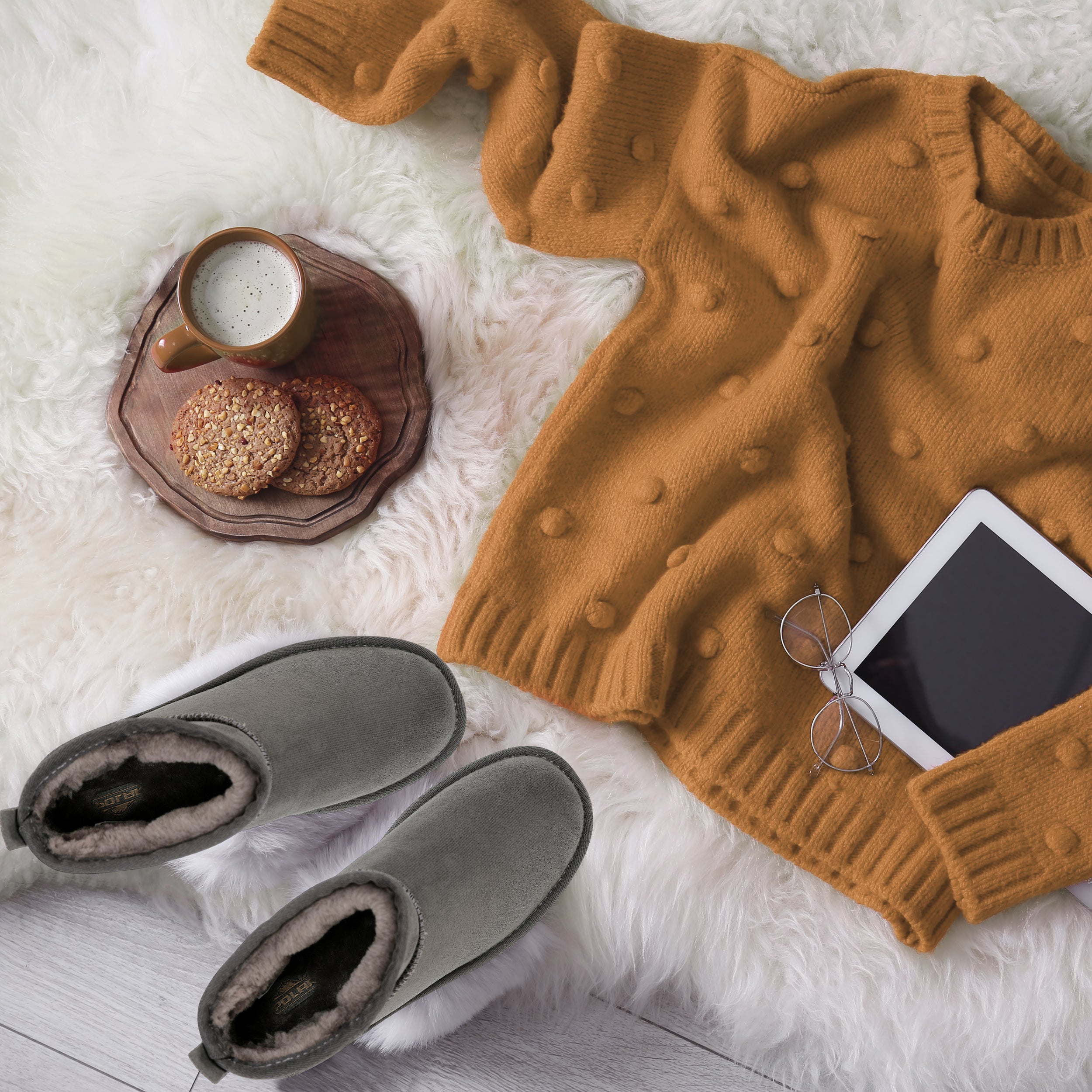 TALA: Pull On Fur Lined Anti Slip Slipper Boots