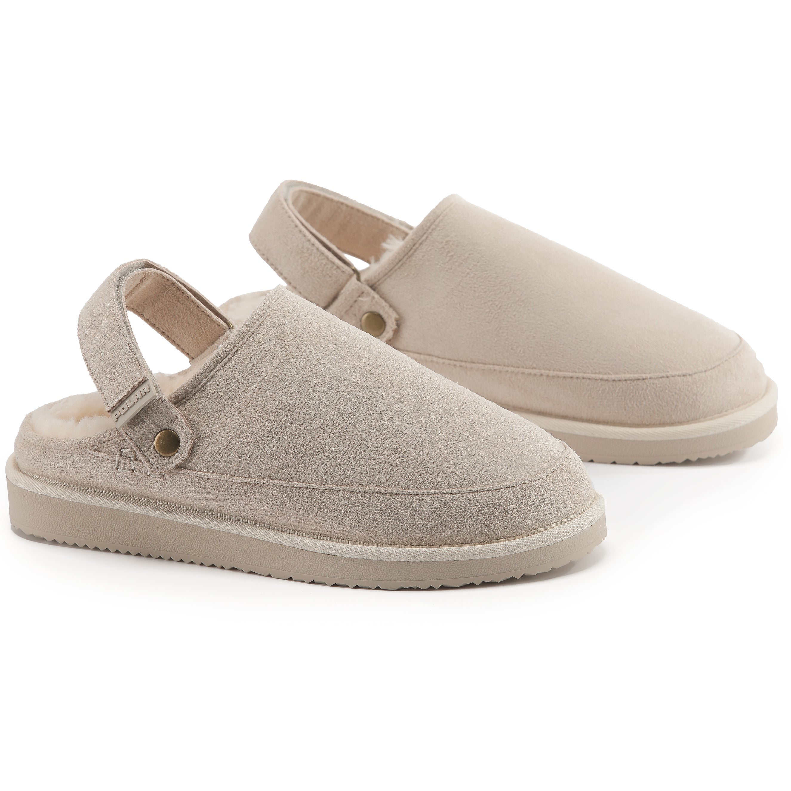 KATE: Suede Slip-On Clogs with Back Strap