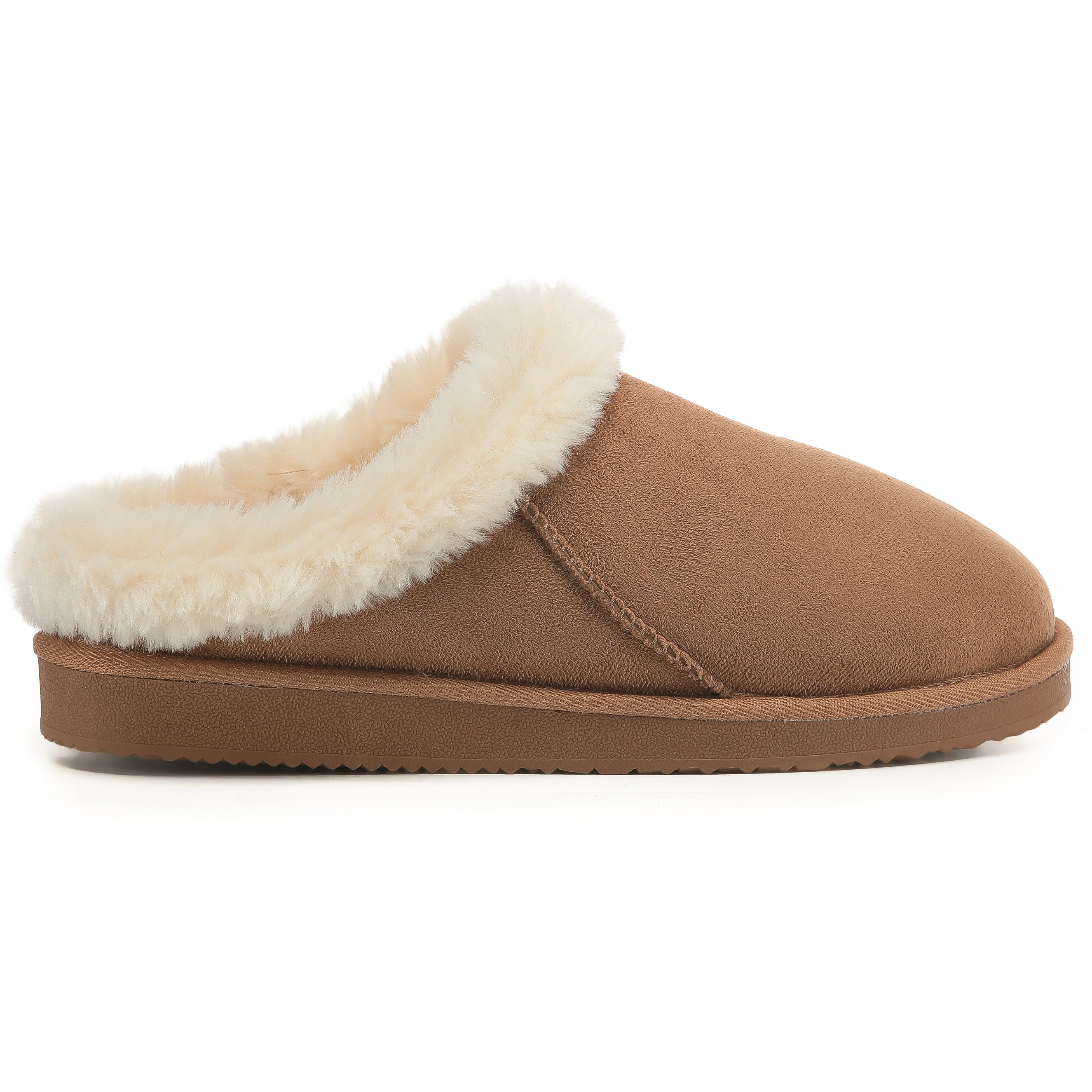 RILEY: Faux Suede Fur Lined Slip On Slippers