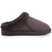 RILEY: Faux Suede Fur Lined Slip On Slippers
