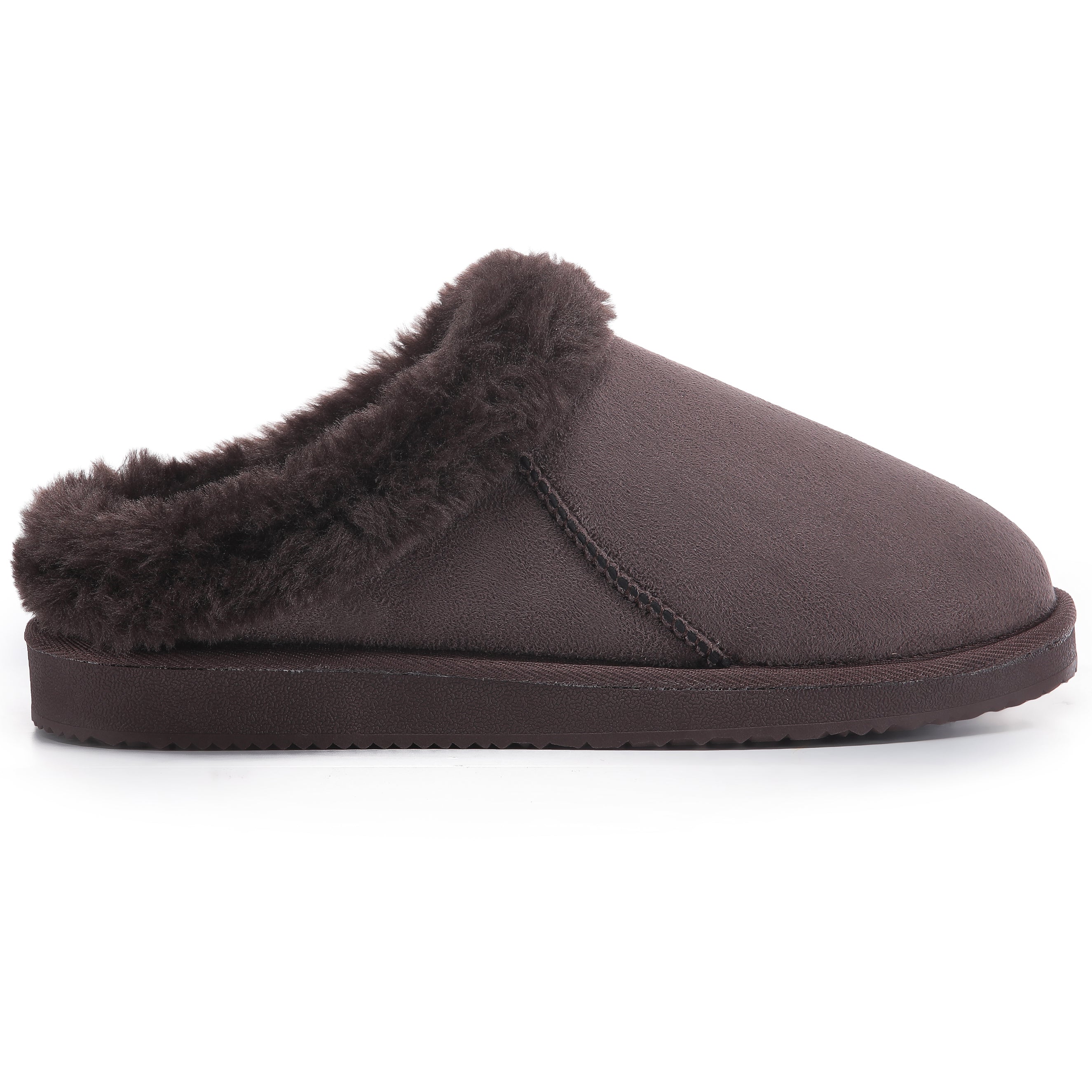RILEY: Faux Suede Fur Lined Slip On Slippers
