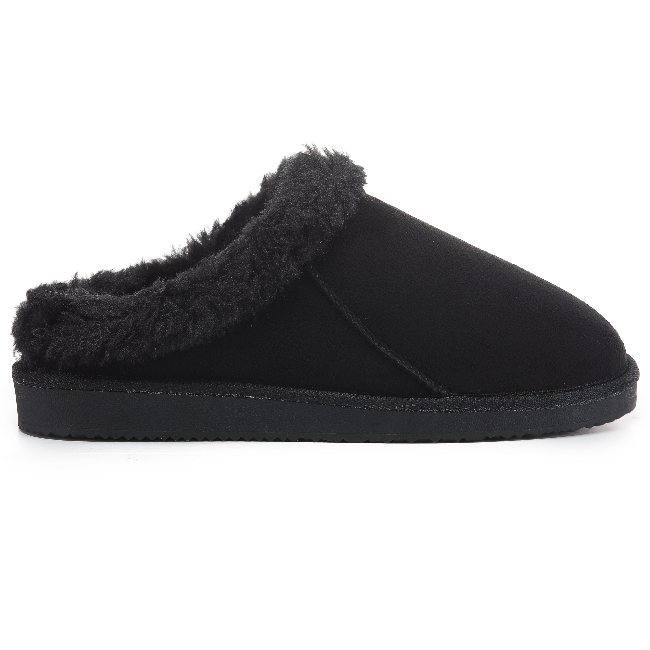 RILEY: Faux Suede Fur Lined Slip On Slippers