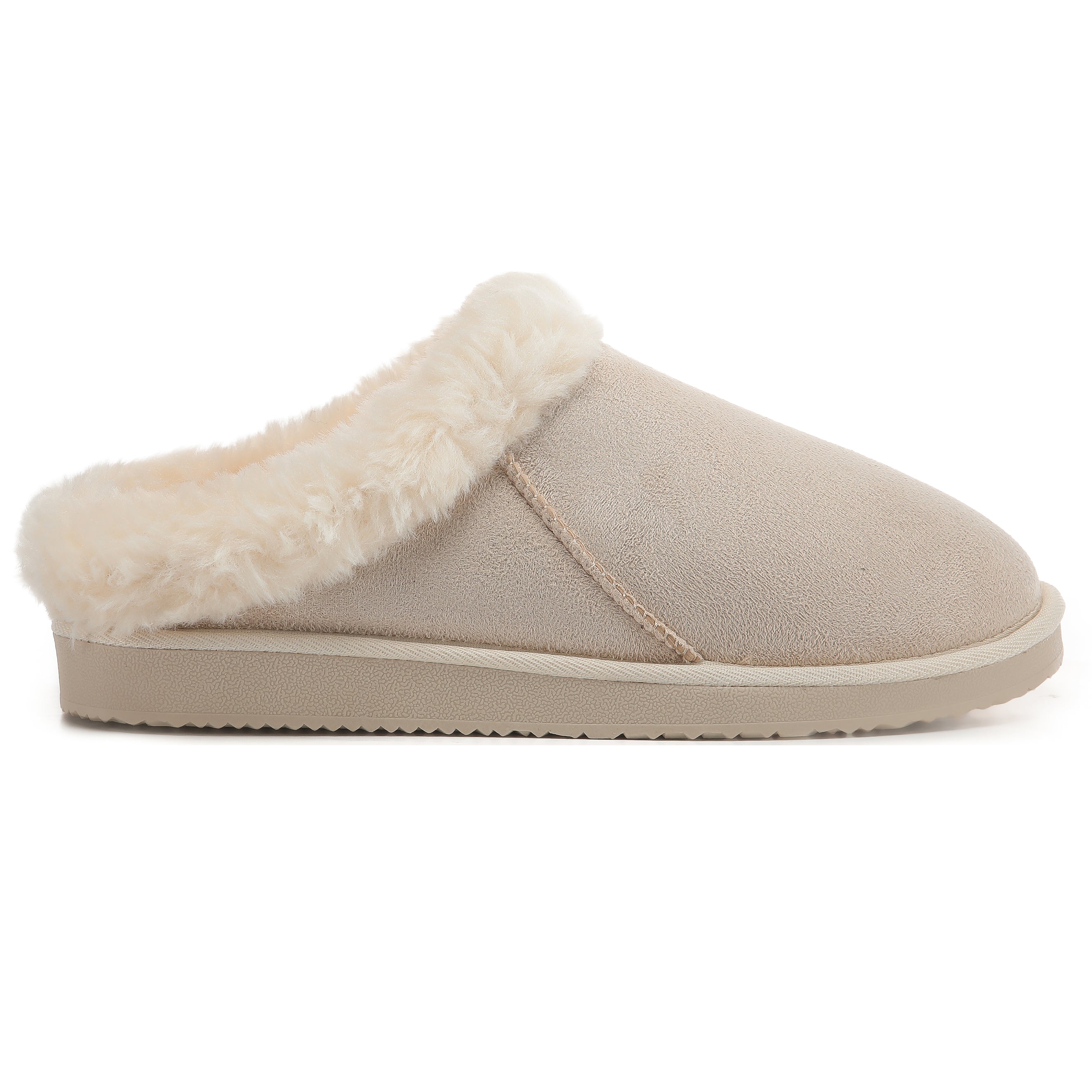 RILEY: Faux Suede Fur Lined Slip On Slippers