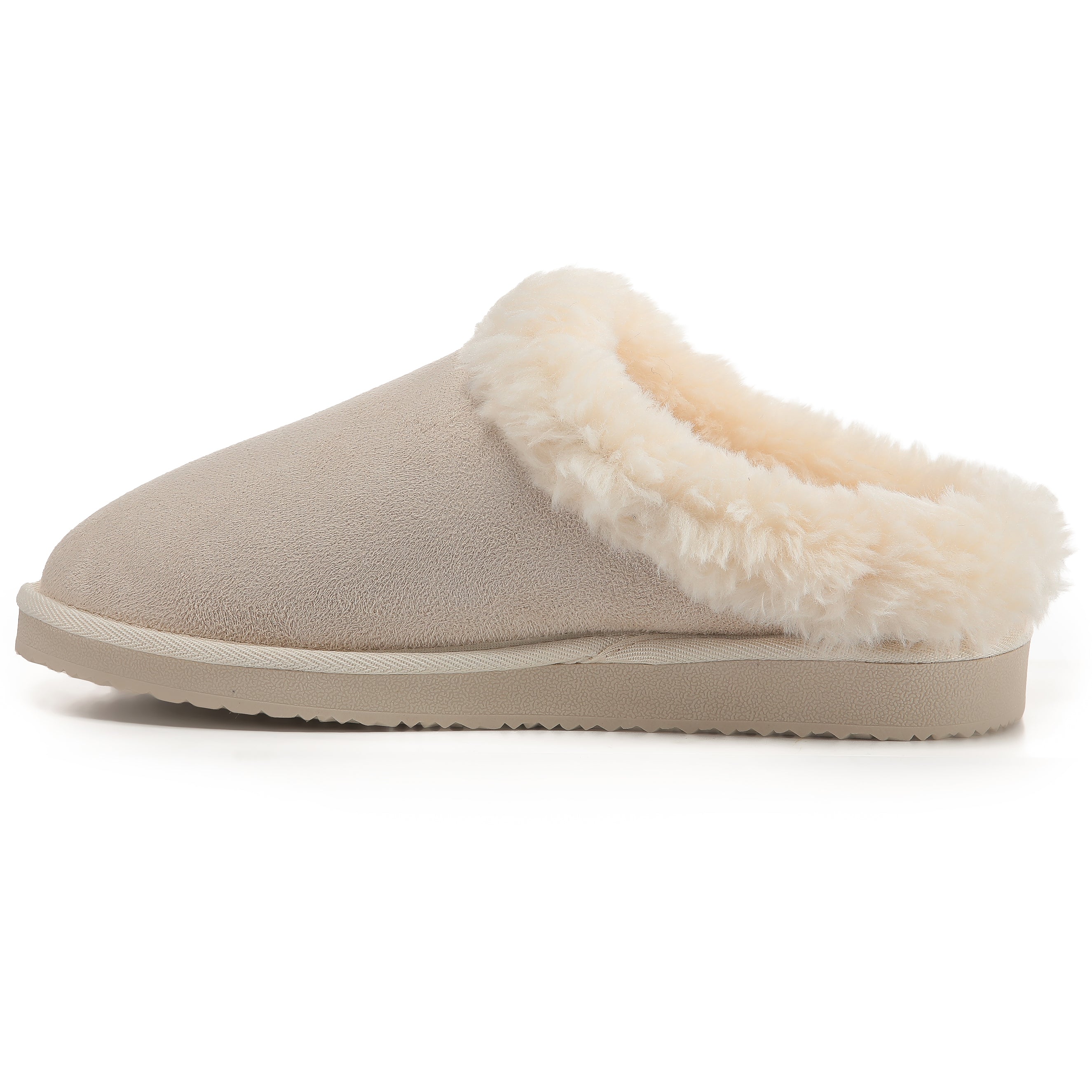 RILEY: Faux Suede Fur Lined Slip On Slippers