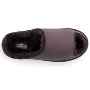 ELISE: Fur Lined Open Toe Suede Slippers