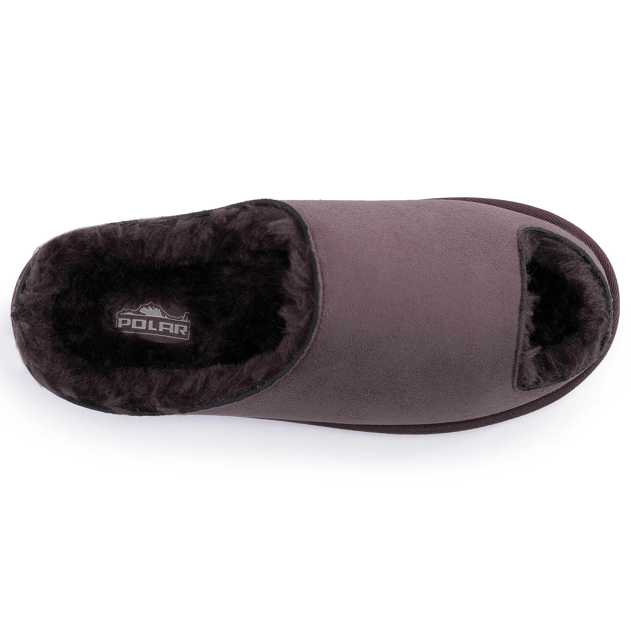 ELISE: Fur Lined Open Toe Suede Slippers