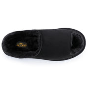 ELISE: Fur Lined Open Toe Suede Slippers