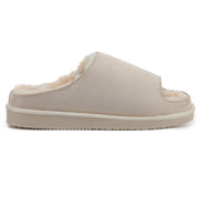 ELISE: Fur Lined Open Toe Suede Slippers