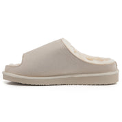 ELISE: Fur Lined Open Toe Suede Slippers