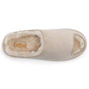 ELISE: Fur Lined Open Toe Suede Slippers