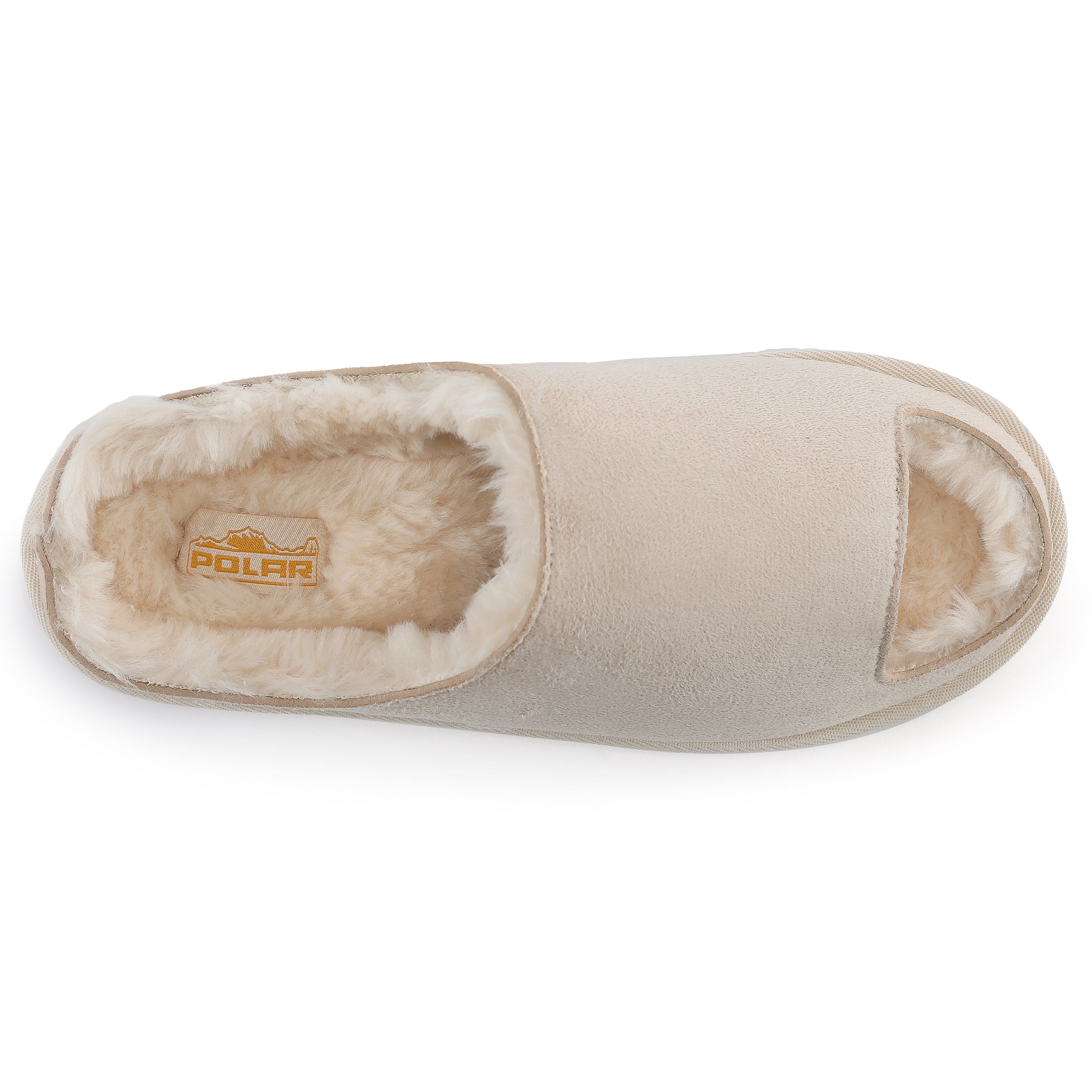 ELISE: Fur Lined Open Toe Suede Slippers
