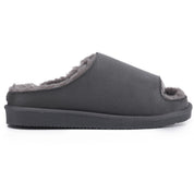 ELISE: Fur Lined Open Toe Suede Slippers