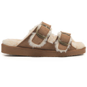 VICTORIA: Open-Toe Fur Lined Buckle Sandals