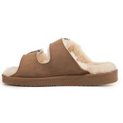 VICTORIA: Open-Toe Fur Lined Buckle Sandals