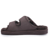 VICTORIA: Open-Toe Fur Lined Buckle Sandals