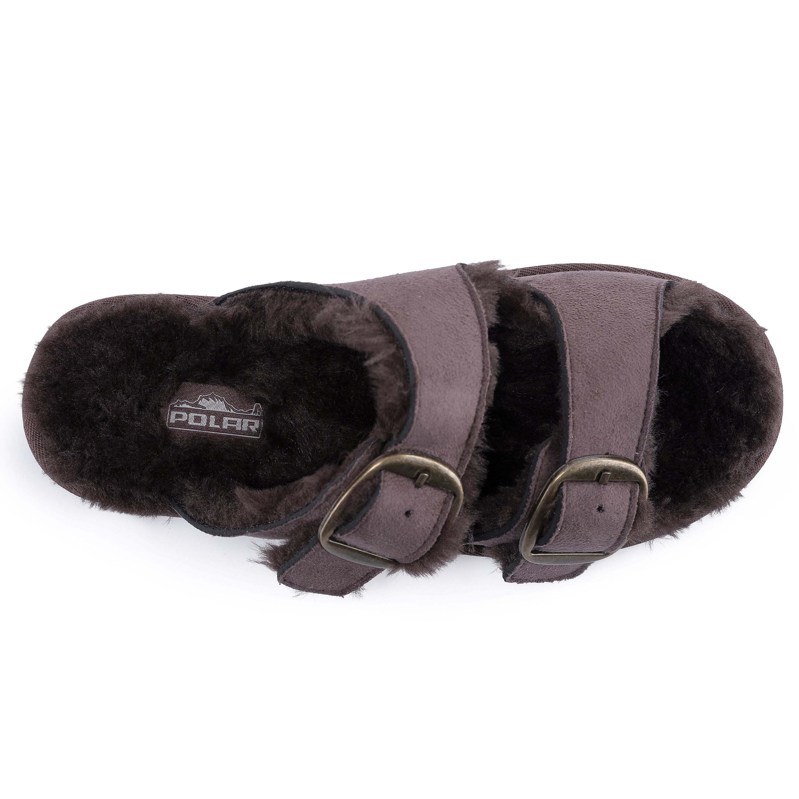 VICTORIA: Open-Toe Fur Lined Buckle Sandals