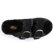 VICTORIA: Open-Toe Fur Lined Buckle Sandals