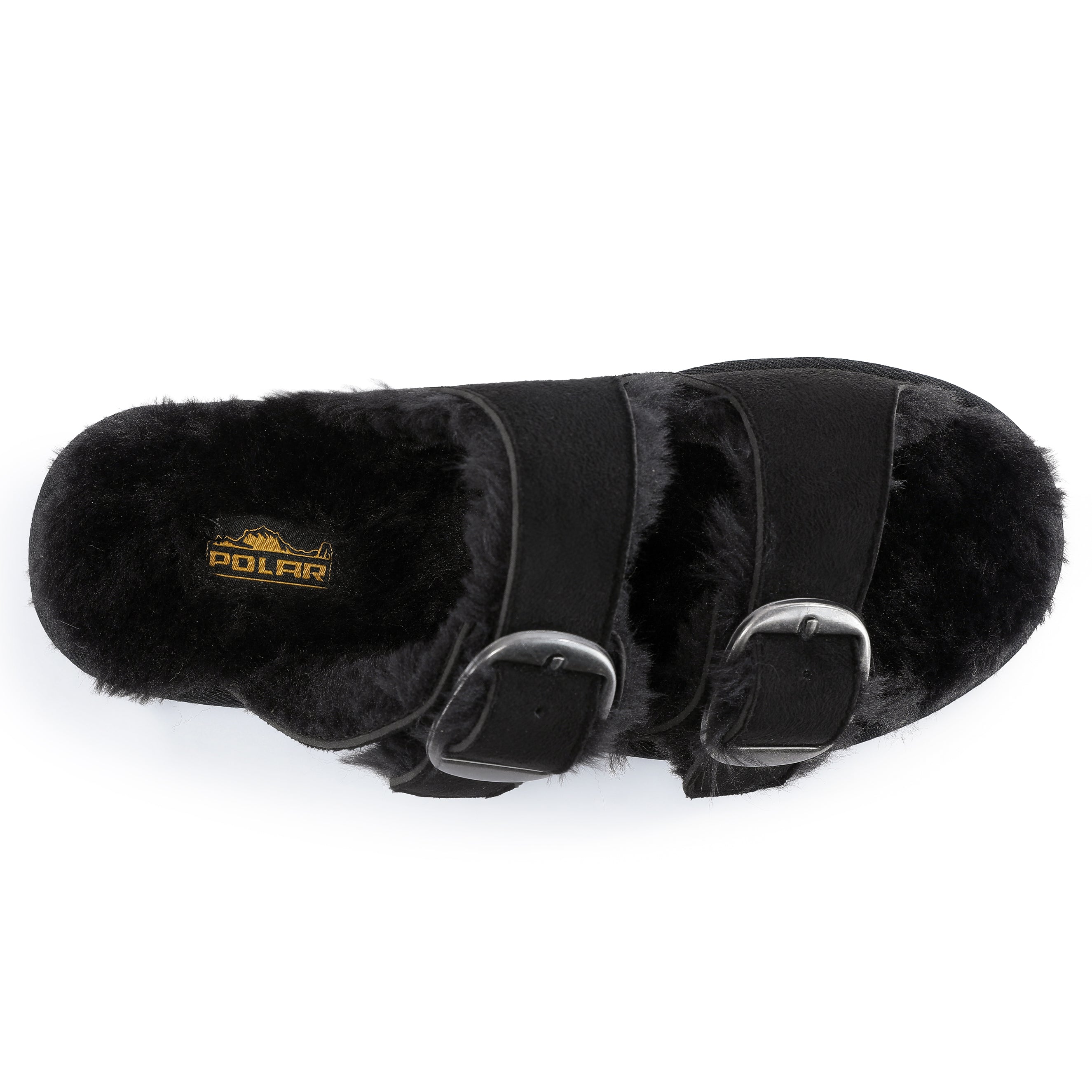 VICTORIA: Open-Toe Fur Lined Buckle Sandals