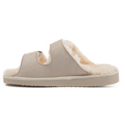 VICTORIA: Open-Toe Fur Lined Buckle Sandals